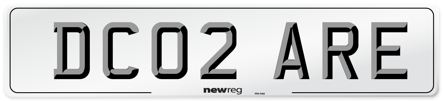 DC02 ARE Number Plate from New Reg